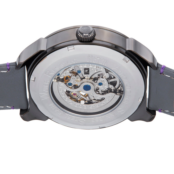 Reign Weston Automatic Skeletonized Leather-Band Watch