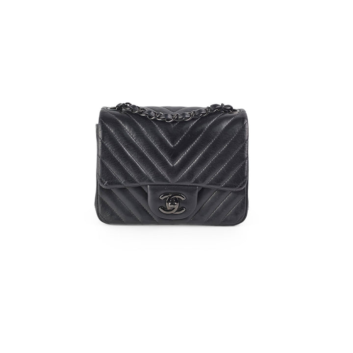 Top Quality Chanel Mini Square Chevron So Black
