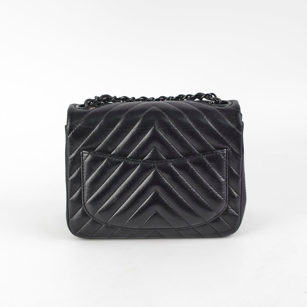 Top Quality Chanel Mini Square Chevron So Black