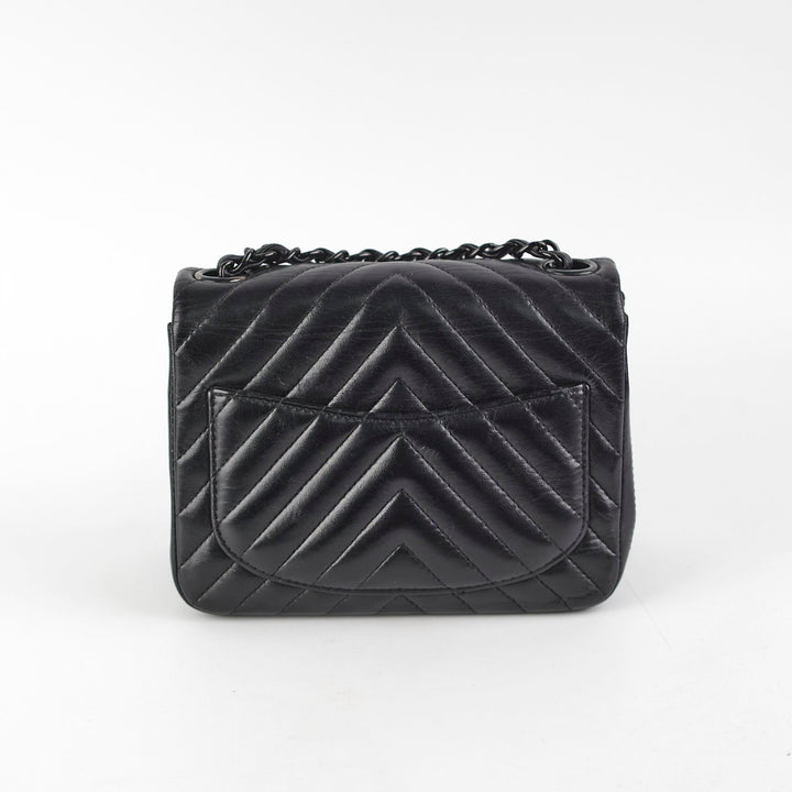 Top Quality Chanel Mini Square Chevron So Black