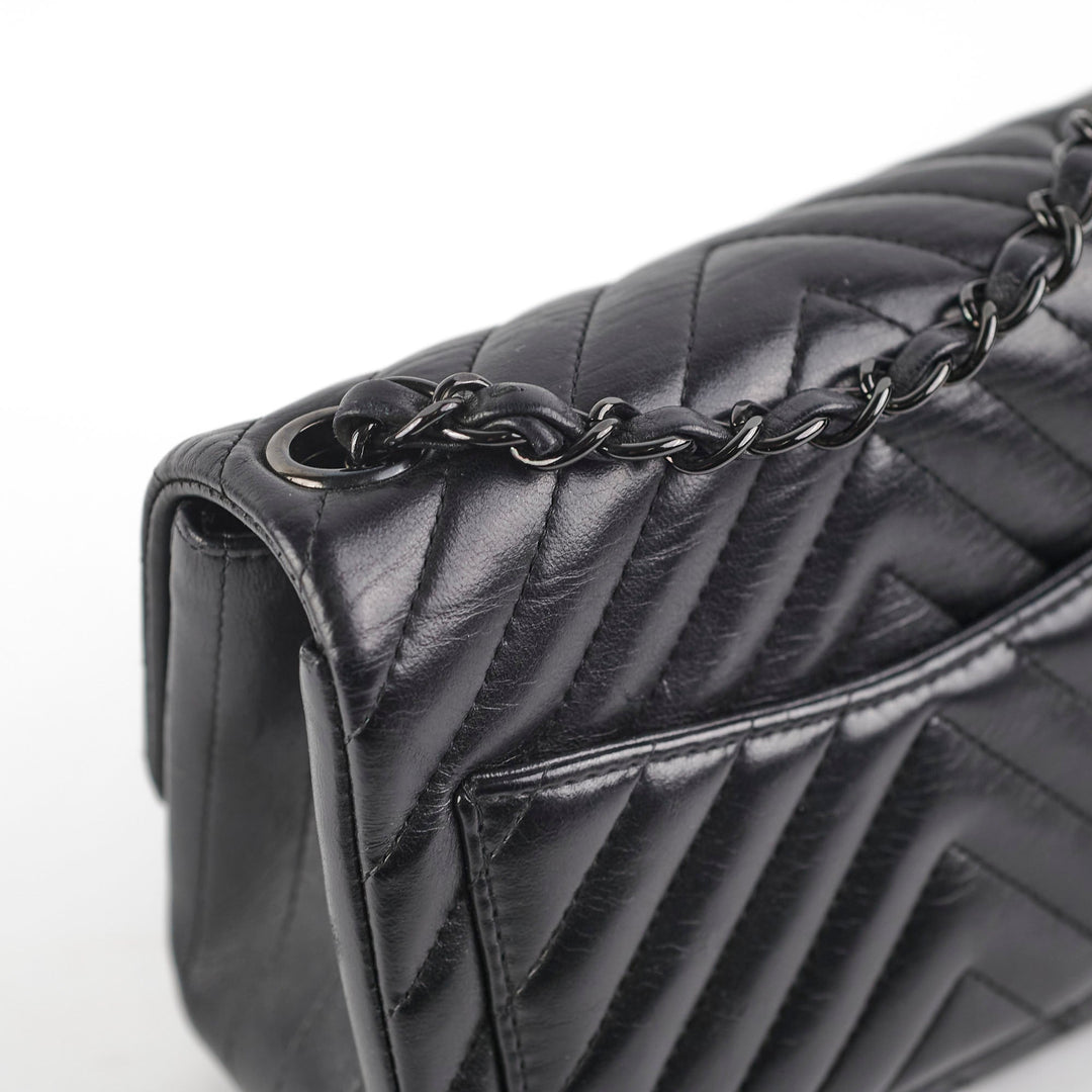 Top Quality Chanel Mini Square Chevron So Black