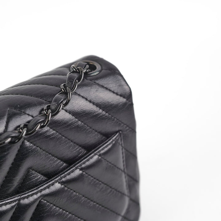 Top Quality Chanel Mini Square Chevron So Black