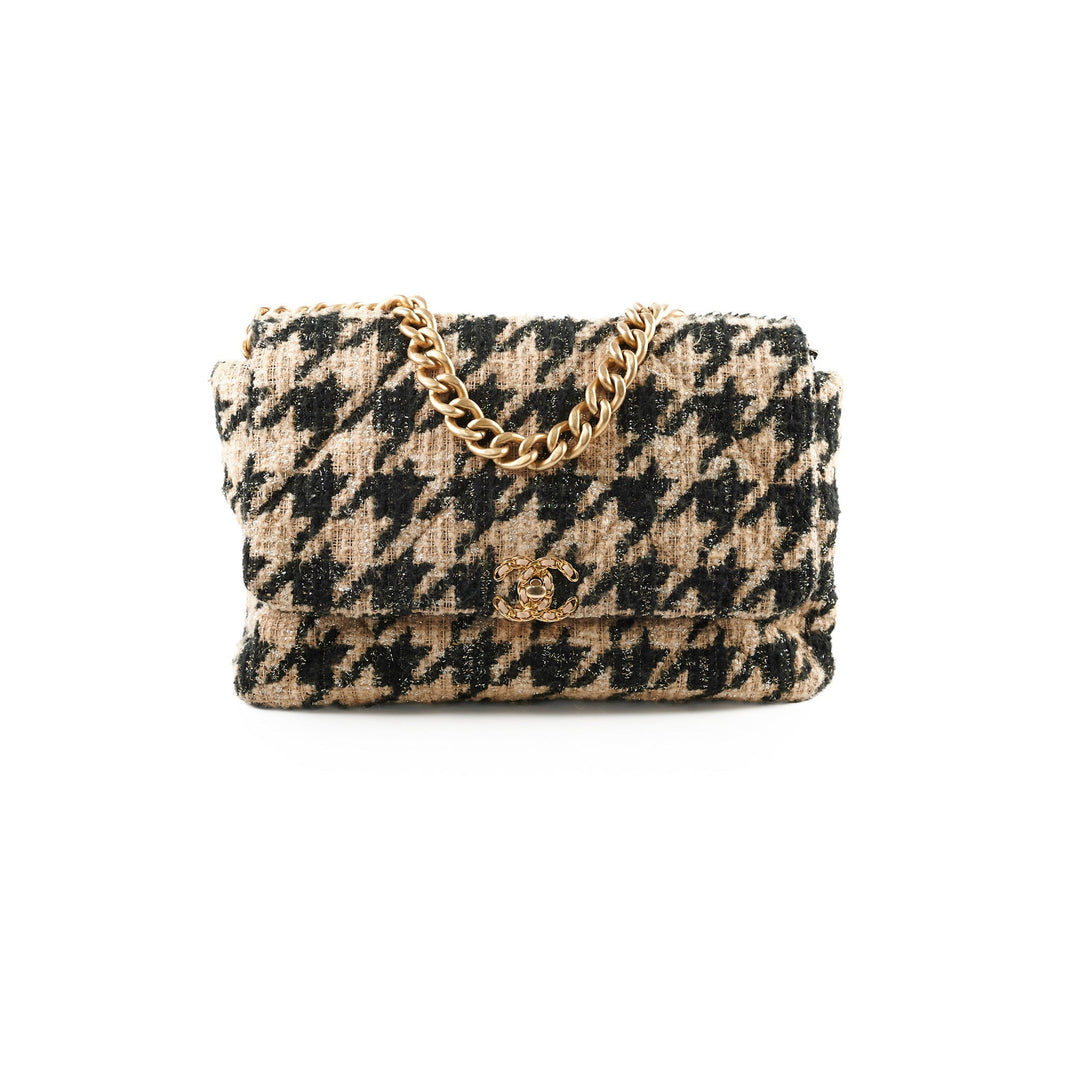 Top Quality Chanel 19 Maxi Tweed Bag Beige/Black 28 Series
