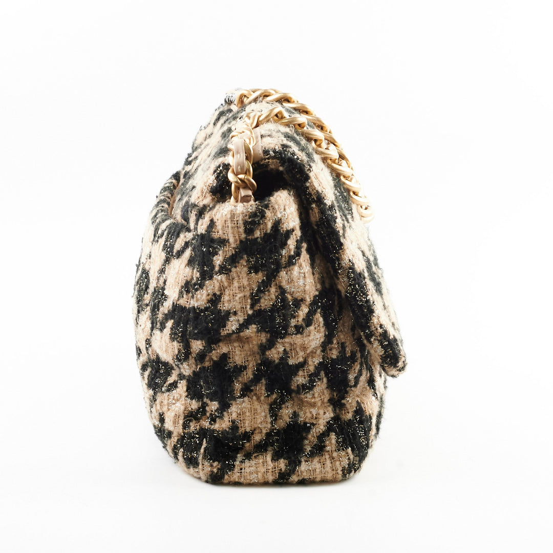 Top Quality Chanel 19 Maxi Tweed Bag Beige/Black 28 Series