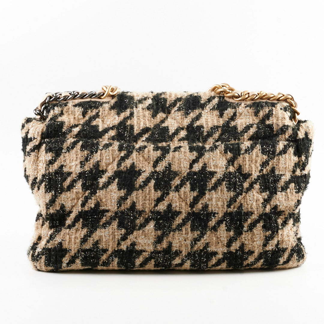 Top Quality Chanel 19 Maxi Tweed Bag Beige/Black 28 Series