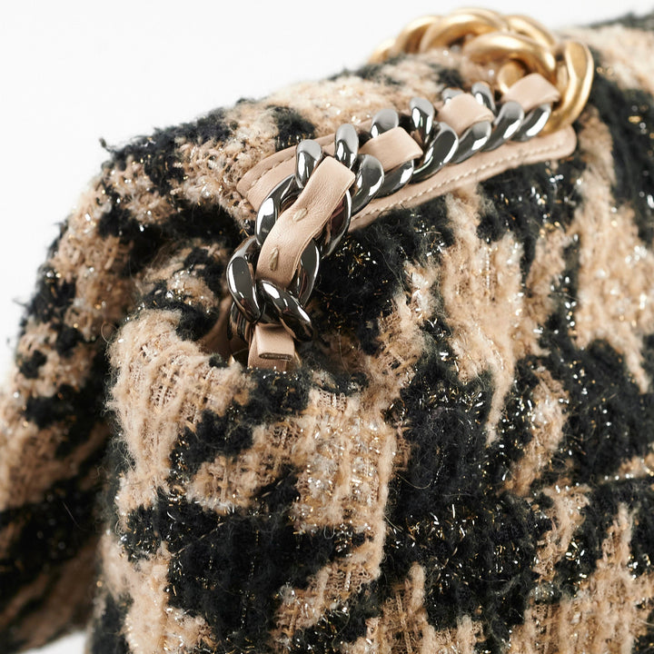 Top Quality Chanel 19 Maxi Tweed Bag Beige/Black 28 Series