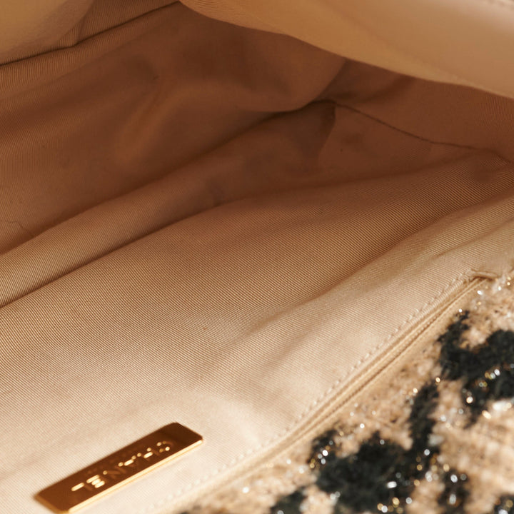 Top Quality Chanel 19 Maxi Tweed Bag Beige/Black 28 Series