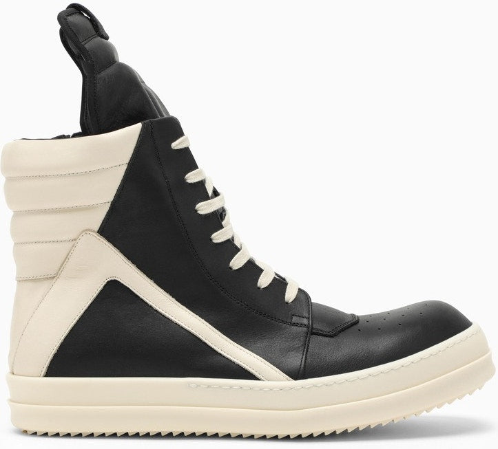HIGH GEOBASKET BLACK/WHITE LEATHER TRAINER