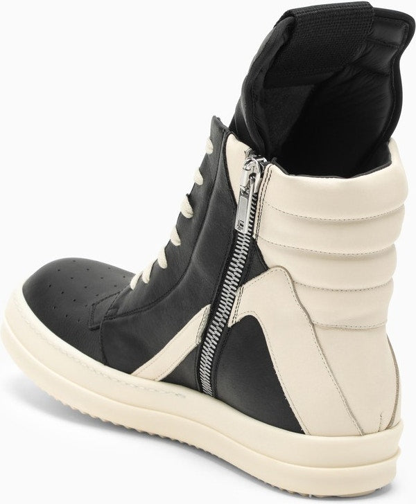 HIGH GEOBASKET BLACK/WHITE LEATHER TRAINER