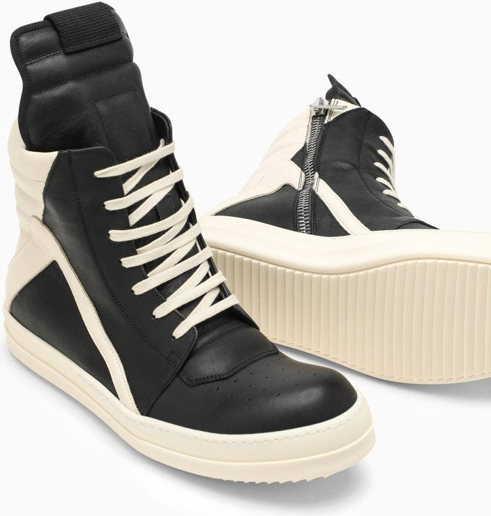 HIGH GEOBASKET BLACK/WHITE LEATHER TRAINER