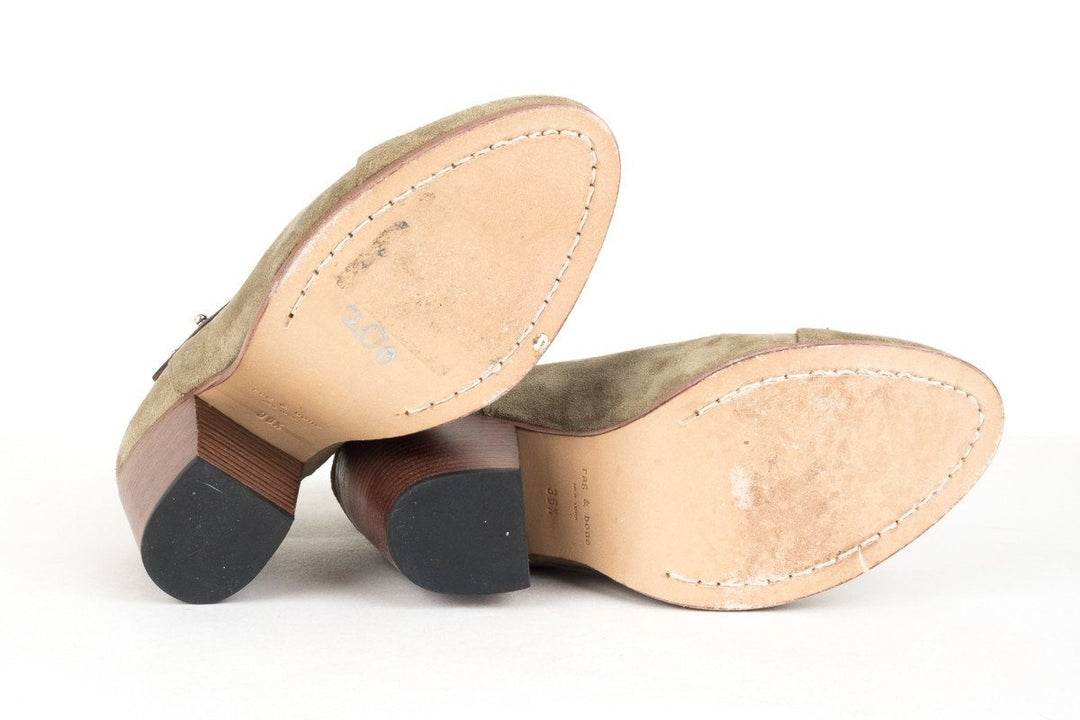 Rag & Bone Olive Suede 'Harrow' Booties 36.5