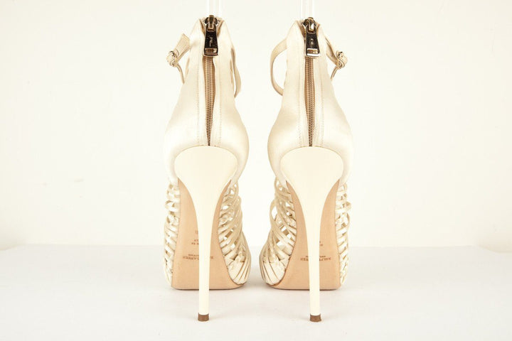 Ralph Lauren 10 Jeena Ivory Satin Braided Cage Sandal