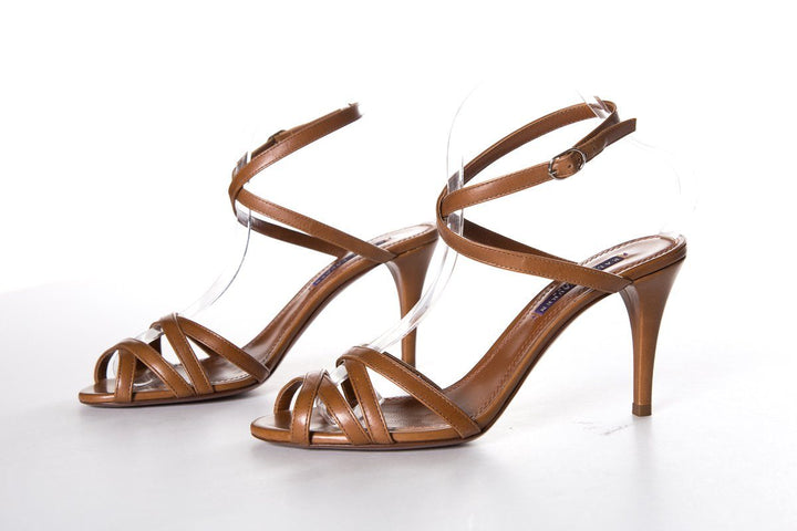 Ralph Lauren Brown Leather Sandals SZ 39 Sale