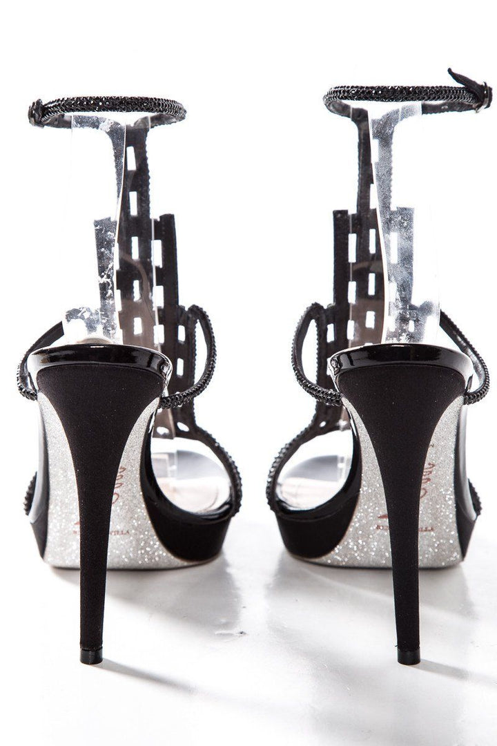 Rene Caovilla Black Patent Leather Buckle Closure Sandals SZ 36