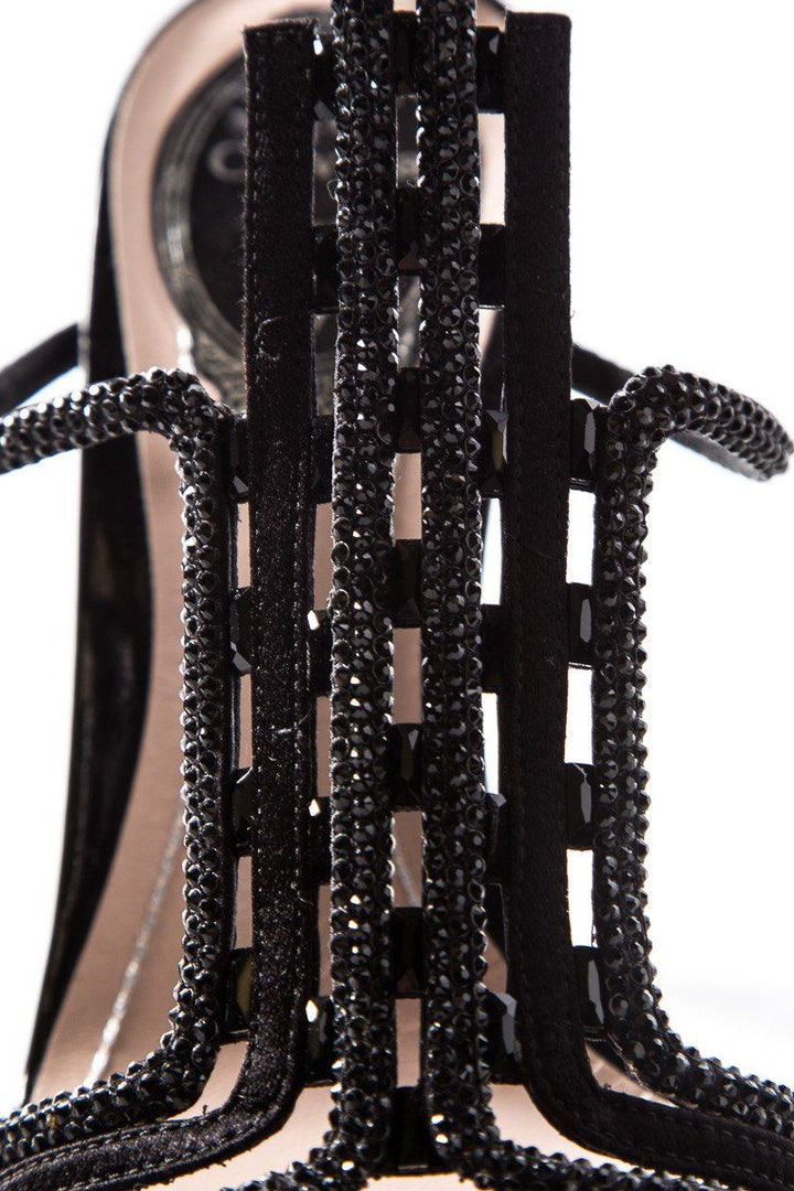 Rene Caovilla Black Patent Leather Buckle Closure Sandals SZ 36