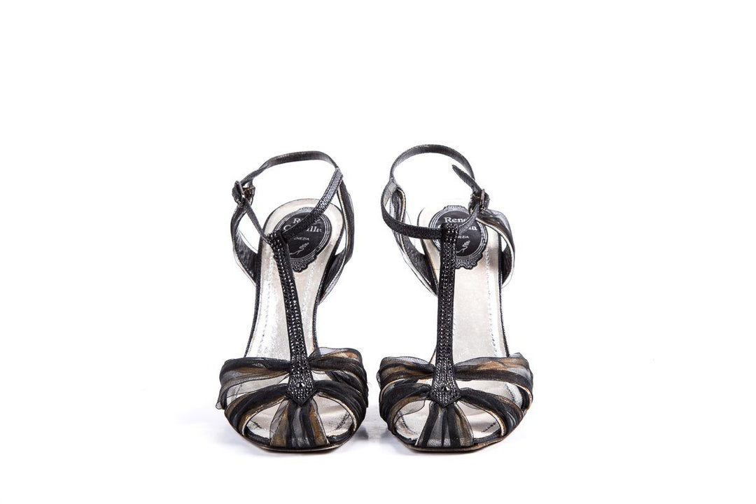 Rene Caovilla Black Strapppy Sandals SZ 36.5 sale
