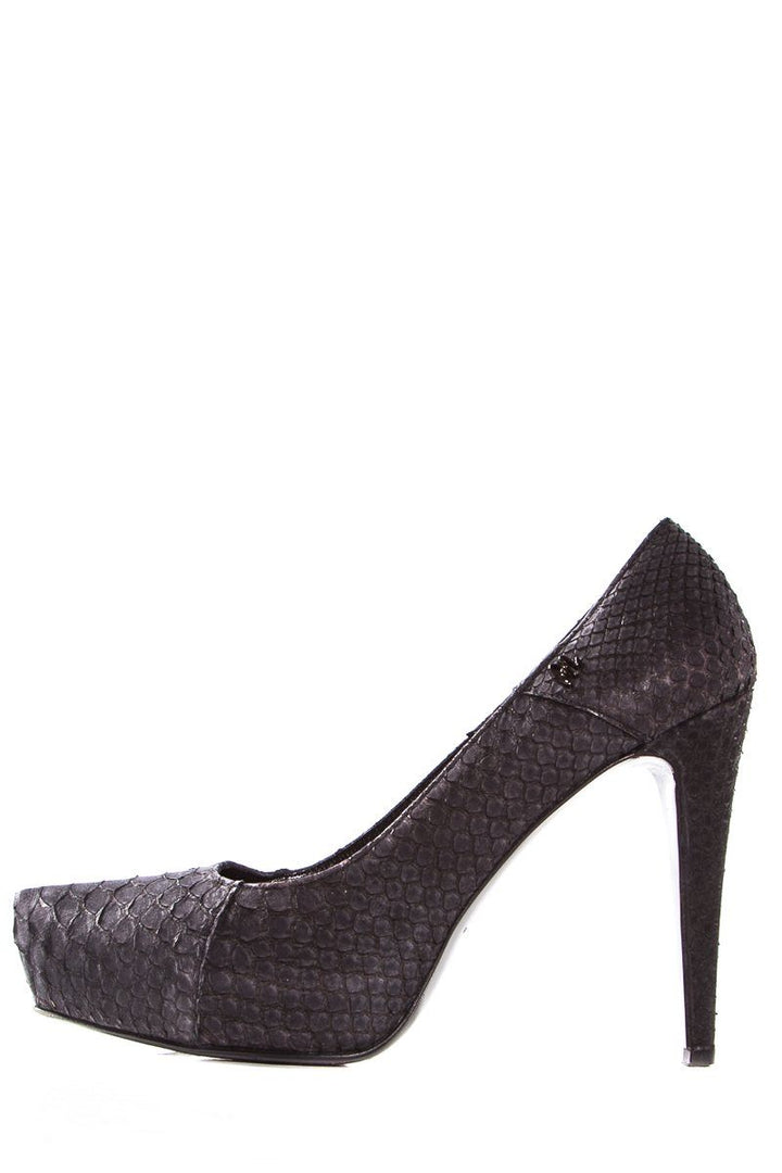 Roberto Botticelli Black Matte Python Skin Heels SZ 39 Sale