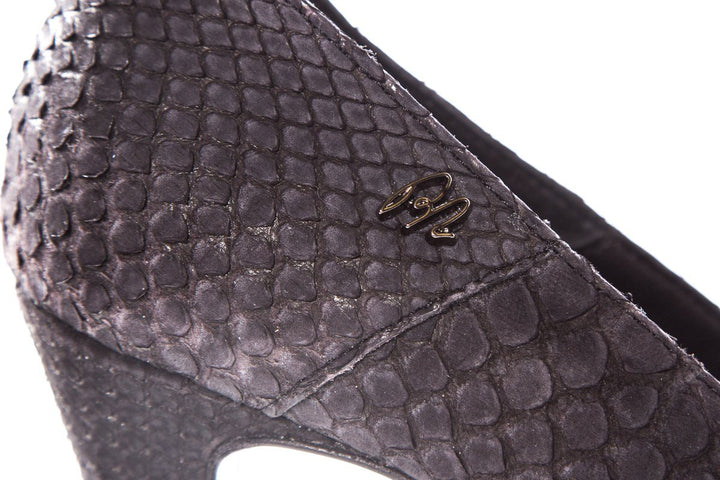Roberto Botticelli Black Matte Python Skin Heels SZ 39 Sale