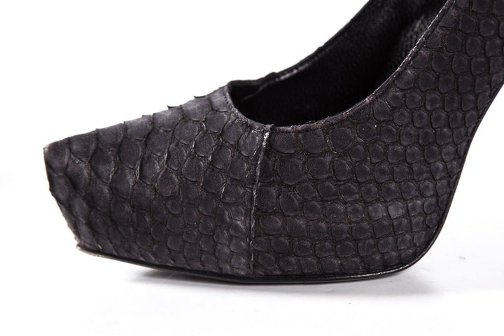 Roberto Botticelli Black Matte Python Skin Heels SZ 39 Sale
