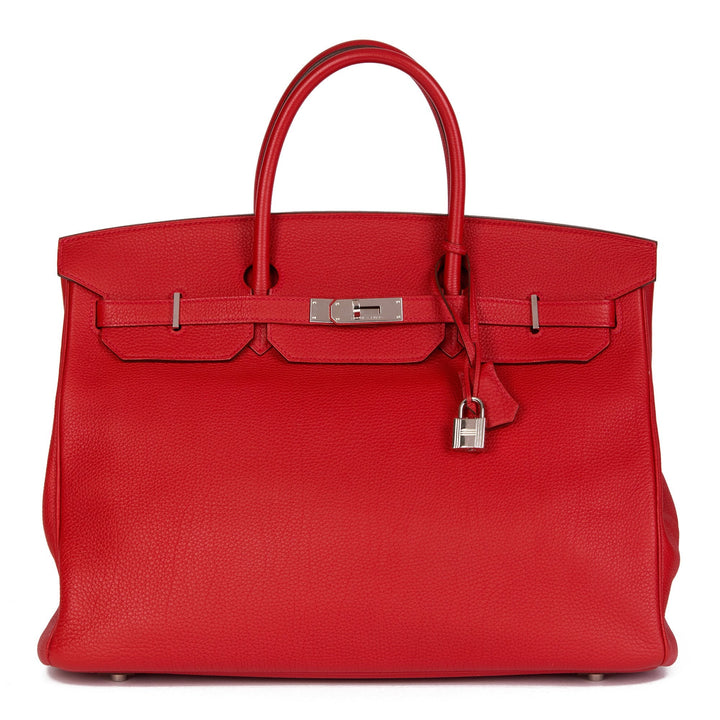 Top quality Hermes Rouge Tomate Togo Leather Birkin 40cm Tote