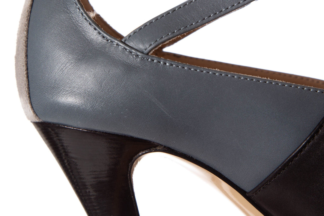 Ruthie Davis Black & Blue Peep-Toe Platform Pumps SZ 39