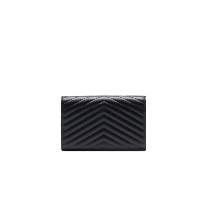 Saint Laurent Envelope Chain Wallet Black SHW