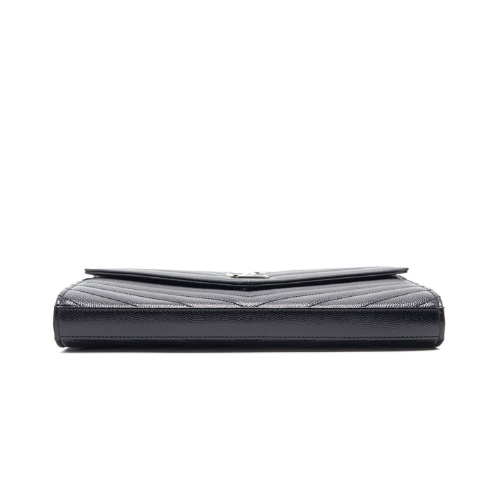 Saint Laurent Envelope Chain Wallet Black SHW