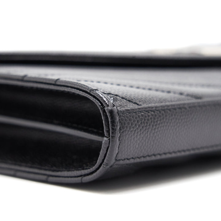 Saint Laurent Envelope Chain Wallet Black SHW
