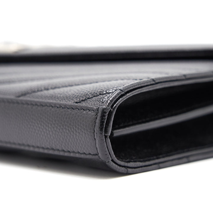 Saint Laurent Envelope Chain Wallet Black SHW