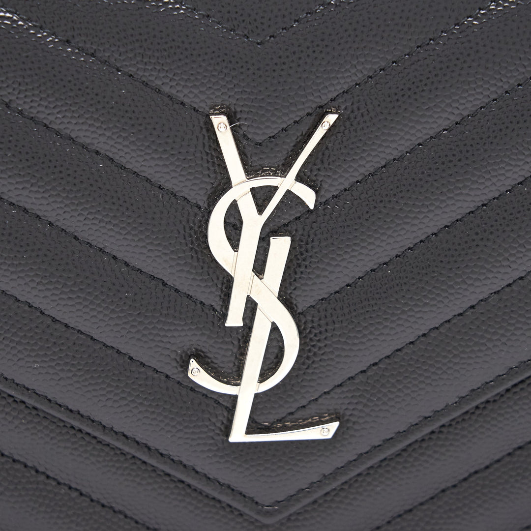 Saint Laurent Envelope Chain Wallet Black SHW