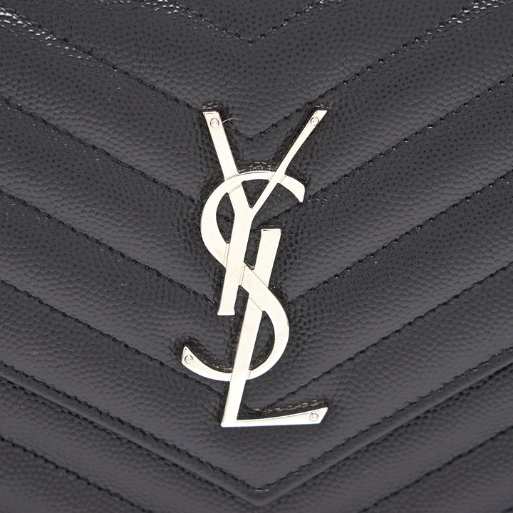 Saint Laurent Envelope Chain Wallet Black SHW
