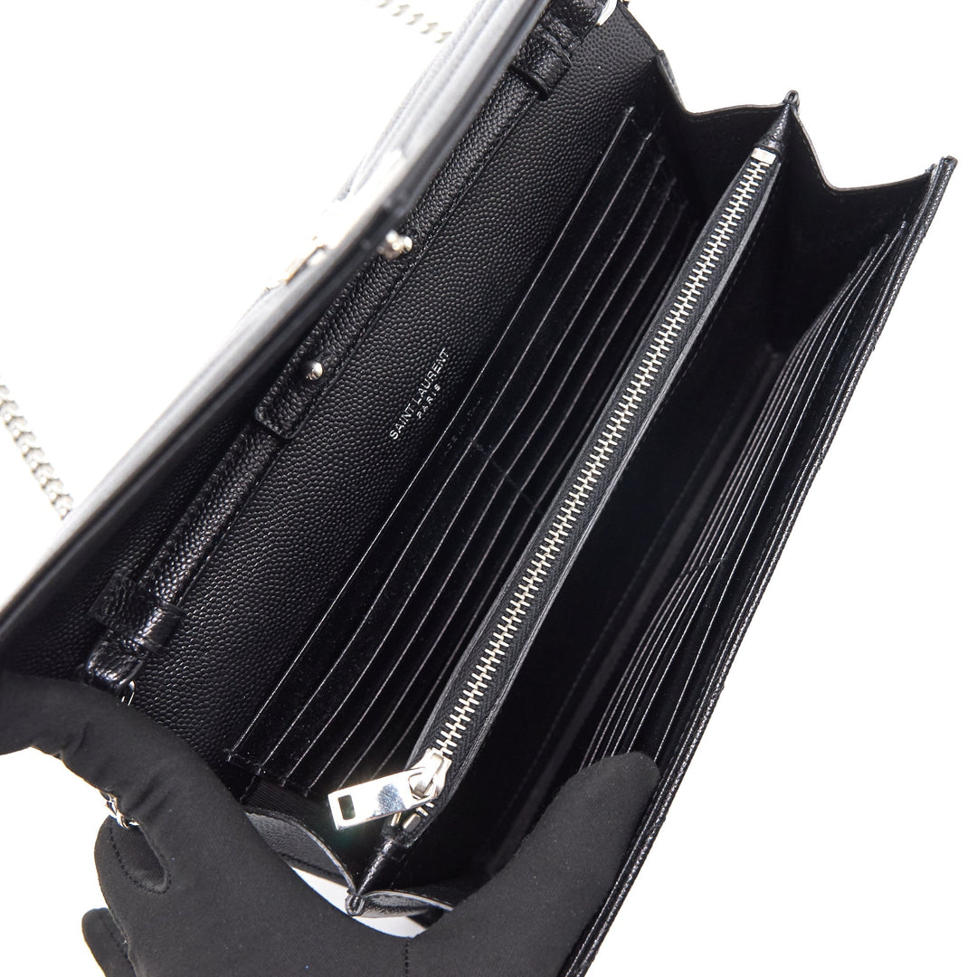 Saint Laurent Envelope Chain Wallet Black SHW