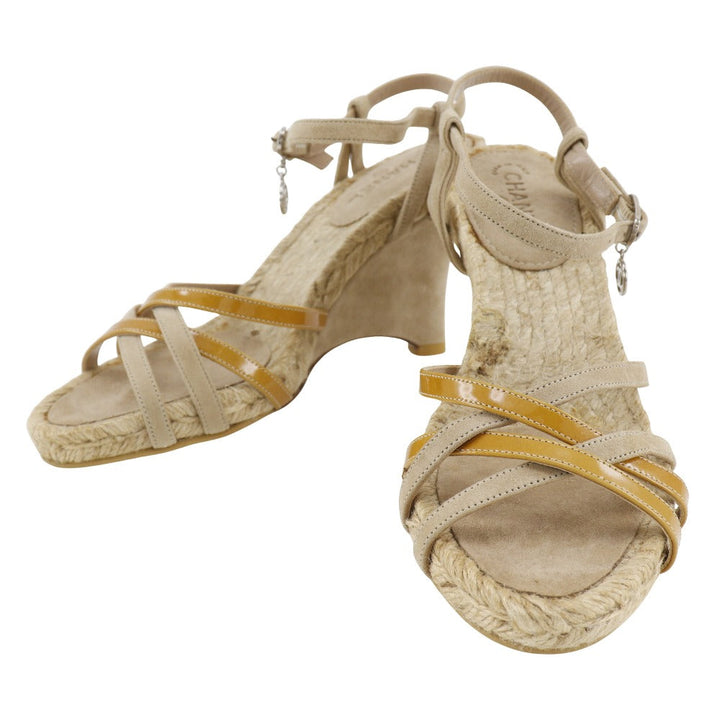 Top Quality Chanel Suede/Enamel Sandals with Coco Mark Charm