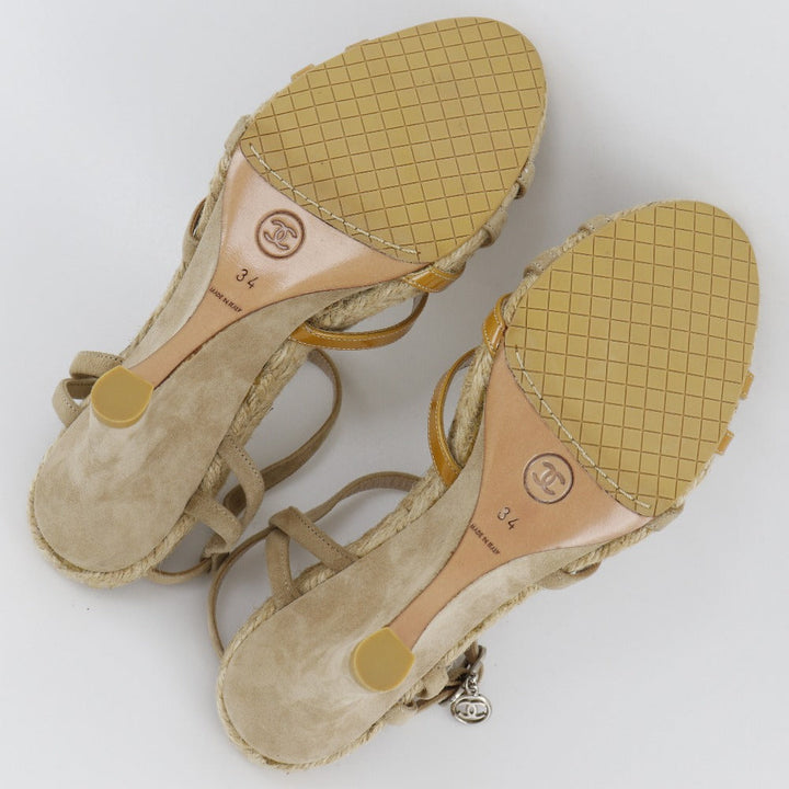 Top Quality Chanel Suede/Enamel Sandals with Coco Mark Charm