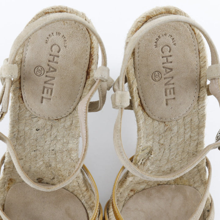 Top Quality Chanel Suede/Enamel Sandals with Coco Mark Charm