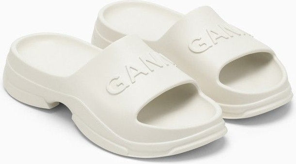 WHITE RUBBER SLIPPER WITH LOGO