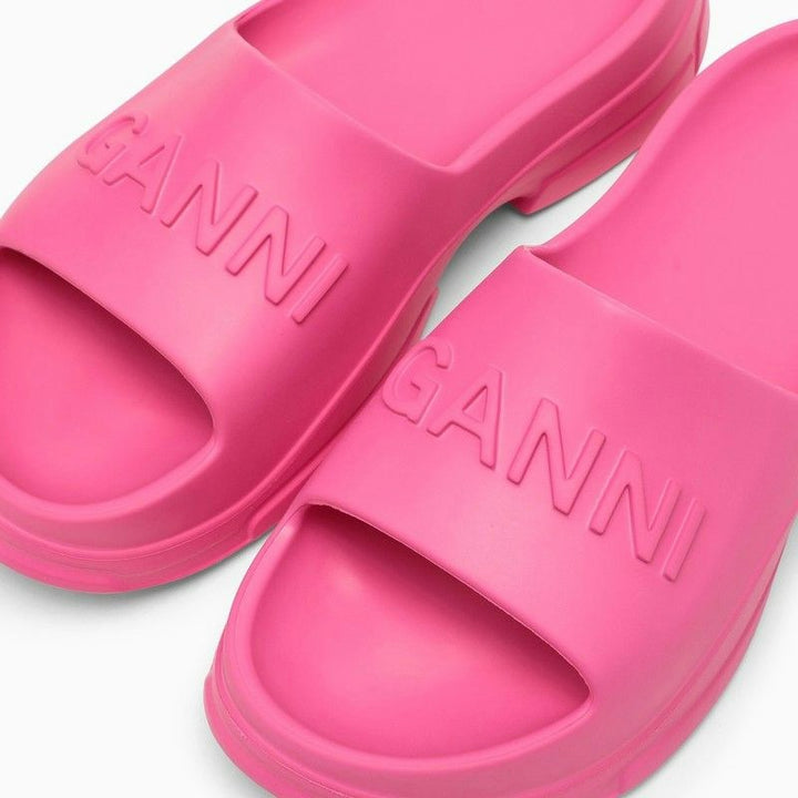 FUCSIA RUBBER SLIPPER WITH LOGO