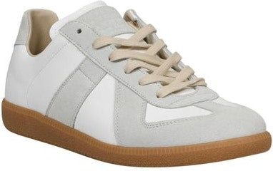 CONTRAST GREY/WHITE LEATHER REPLICA SNEAKERS