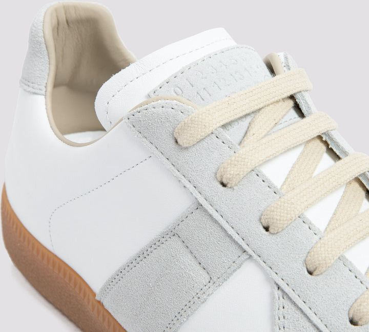CONTRAST GREY/WHITE LEATHER REPLICA SNEAKERS