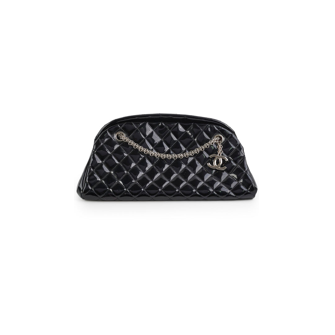 Top Quality Chanel Just Mademoiselle Patent Bowling Black Bag
