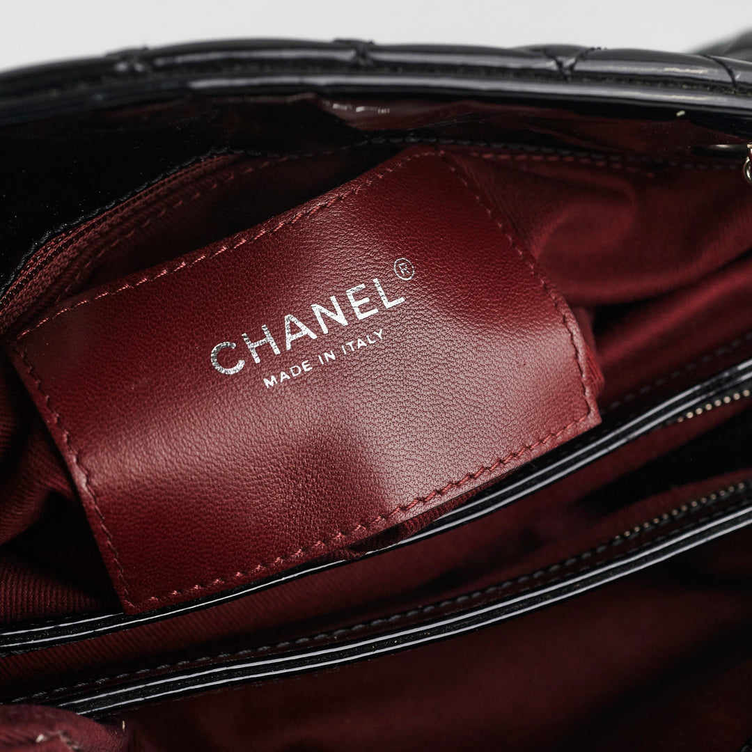 Top Quality Chanel Just Mademoiselle Patent Bowling Black Bag