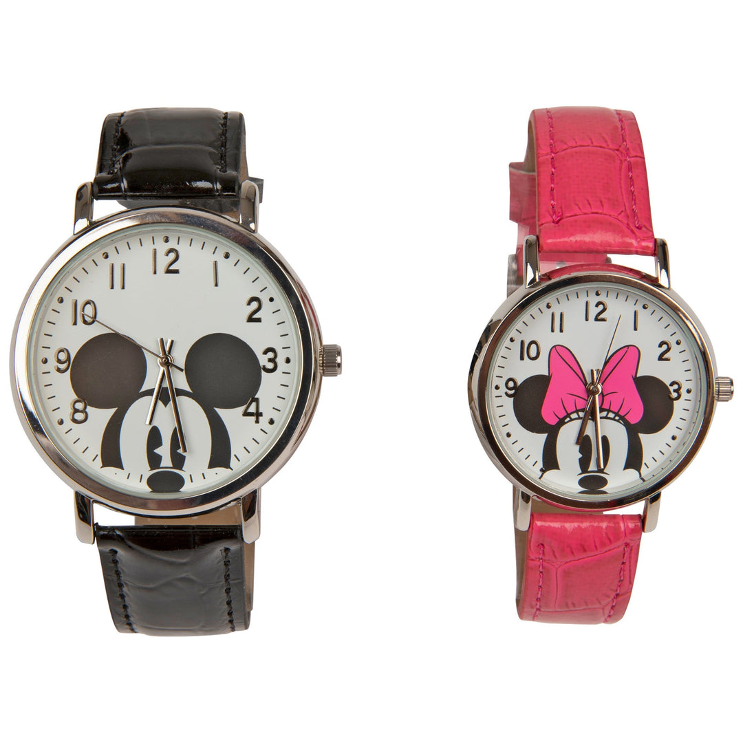 title:Mickey and Minnie Mouse Black & Pink His & Hers Watch Set;color:Pink