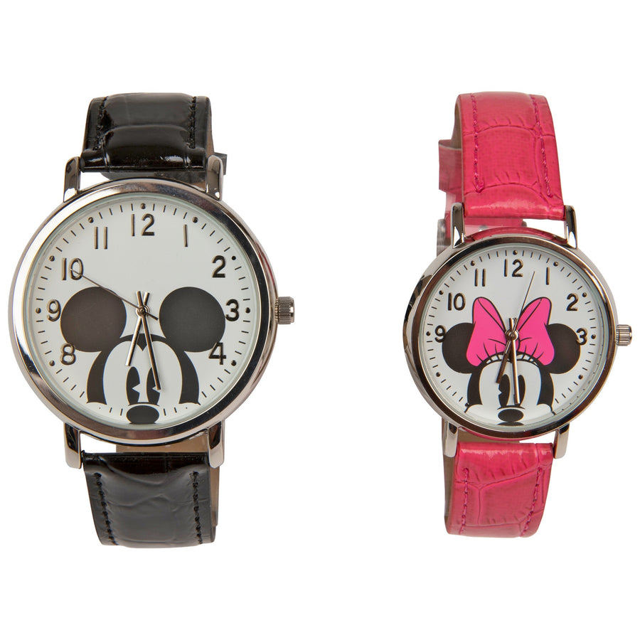 title:Mickey and Minnie Mouse Black & Pink His & Hers Watch Set;color:Pink