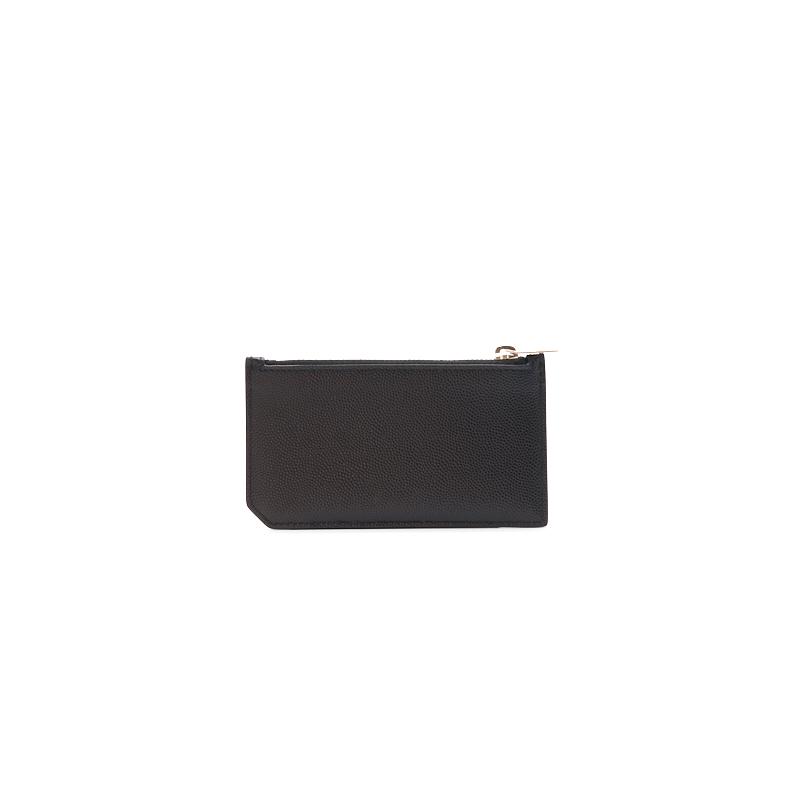 Saint Laurent Fragments Zipped Card Case in Grained Leather