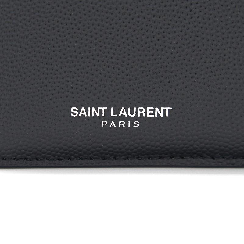 Saint Laurent Fragments Zipped Card Case in Grained Leather