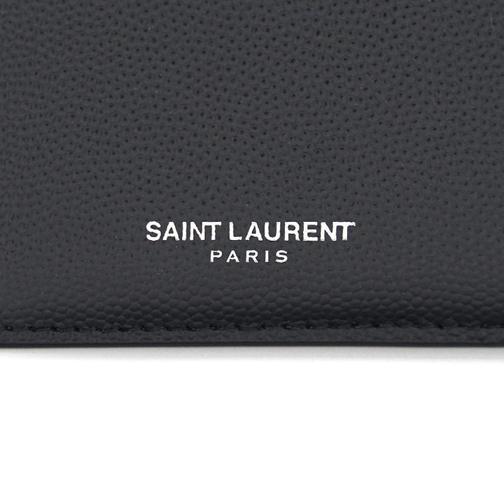 Saint Laurent Fragments Zipped Card Case in Grained Leather