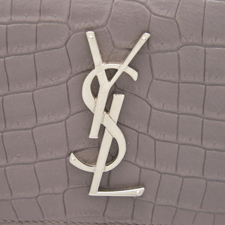 Saint Laurent Sunset Medium Chain Shoulder Bag in Grey Color SHW