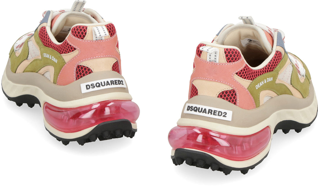 BUBBLE LEATHER AND FABRIC LOW-TOP SNEAKERS