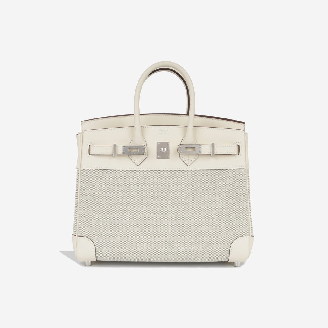 Birkin 25 Toile - Nata Swift / Vert Amande Quadrille Toile
