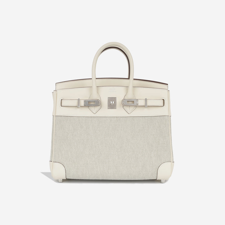 Birkin 25 Toile - Nata Swift / Vert Amande Quadrille Toile